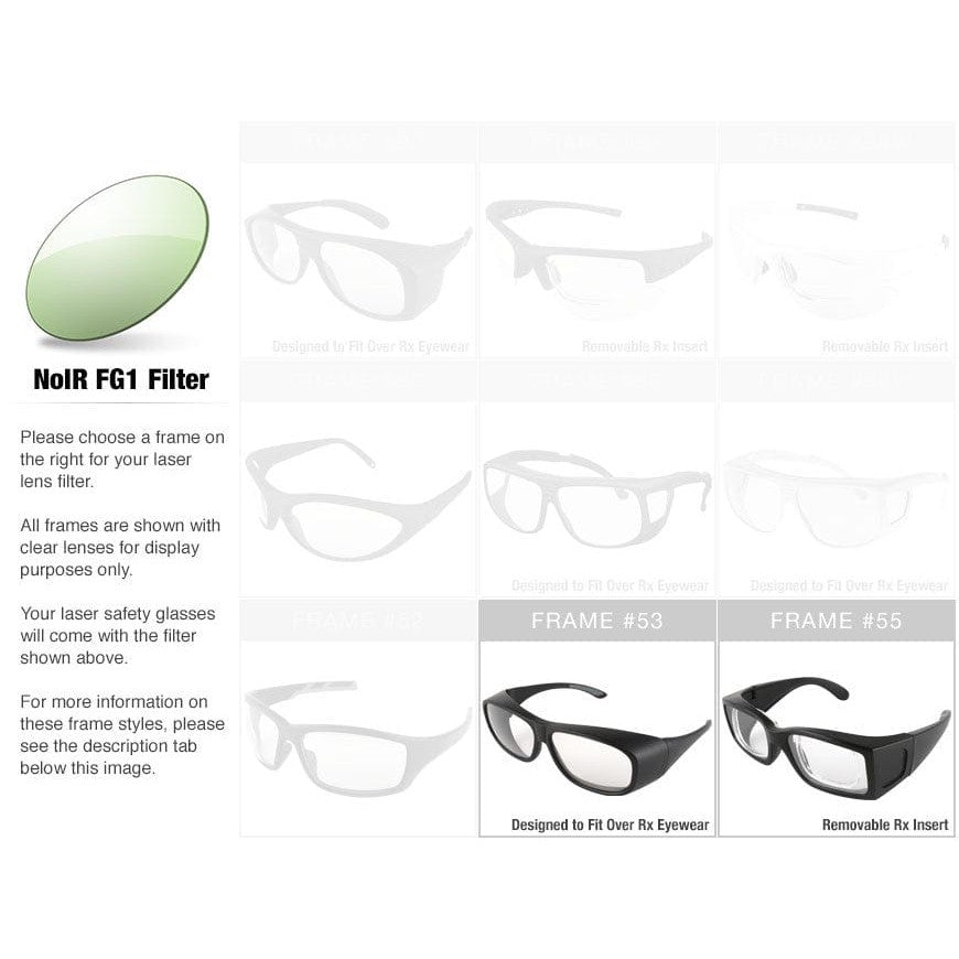 NoIR FG1 Glass Filter for Broadband IR Lasers (Ho:YAG, Nd:YAG, Er:YAG) (1064-2940nm)--Safety Glasses USA-2