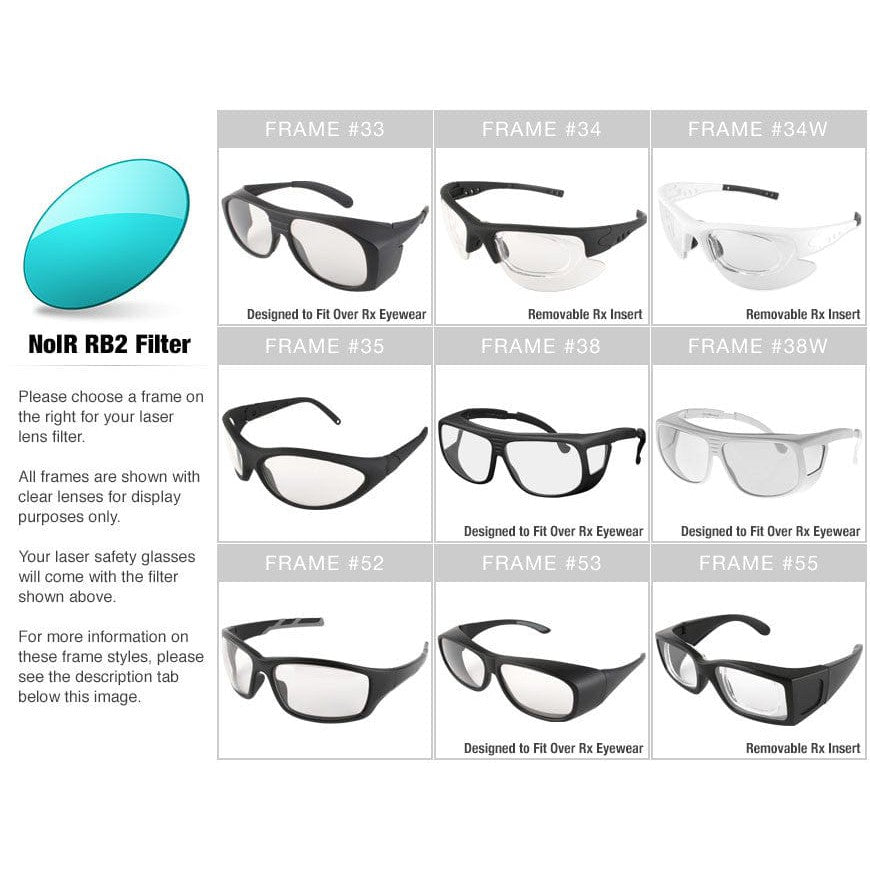 NoIR RB2 Filter for Ruby (694nm), Red Diodes (690-700nm) and HeNe Lasers (633nm)--Safety Glasses USA-2