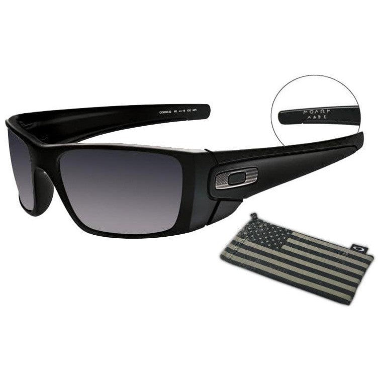 Oakley SI Fuel Cell Sunglasses OO9096-82 Matte Black Frame Steel Flag Logo Black Iridium Lenses