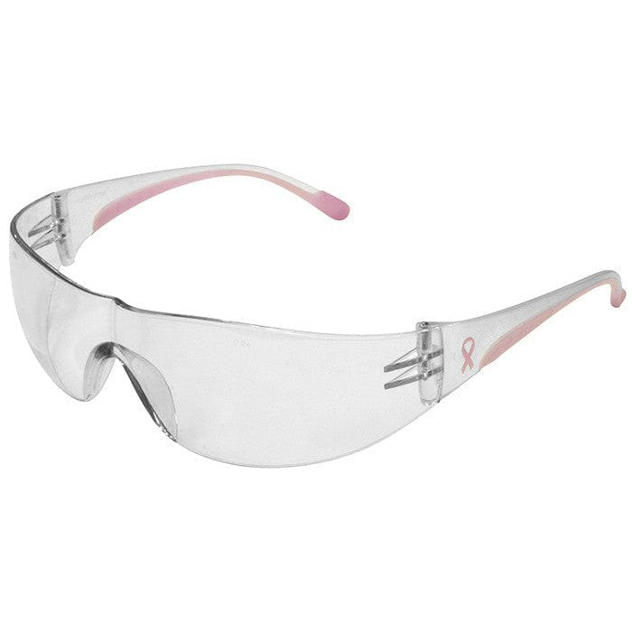 Bouton Eva Women's Safety Glasses with Pink Temple Trim and Clear Hard Coat Lens