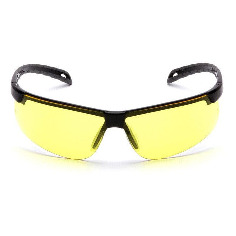 Pyramex Ever-Lite Safety Glasses with Black Frame and Amber Lenses - Front View