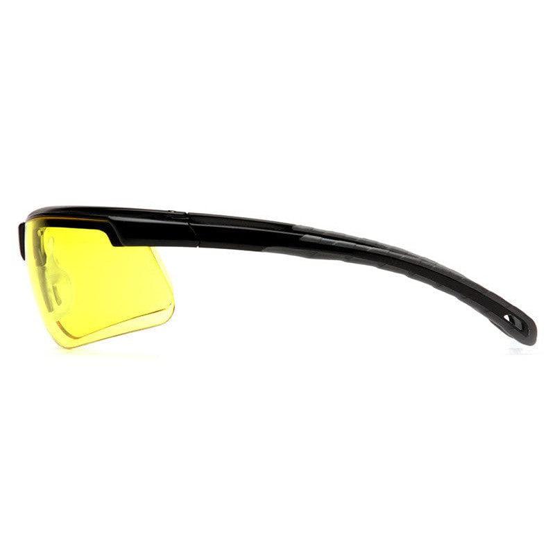 Pyramex Ever-Lite Safety Glasses with Black Frame and Amber Lenses - Side View