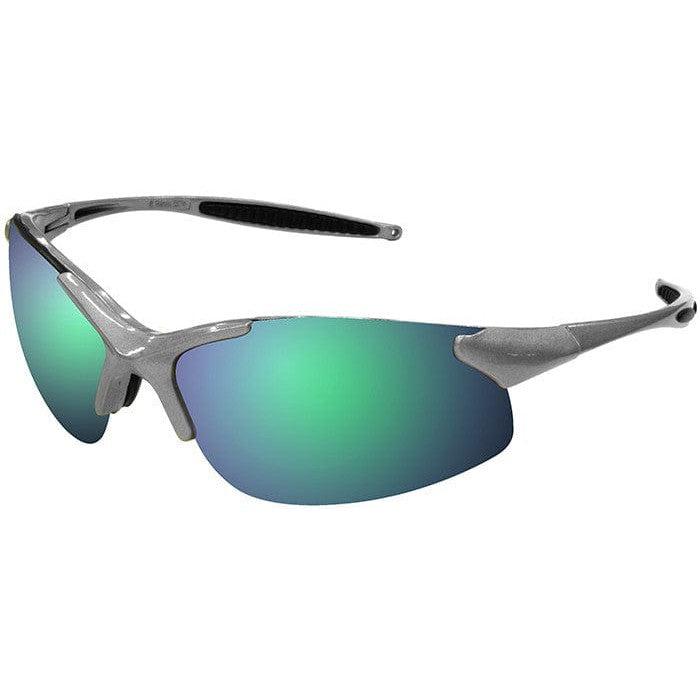 Radians Rad-Infinity Safety Glasses with Silver Frame and Green Mirror Lens IN6-GR