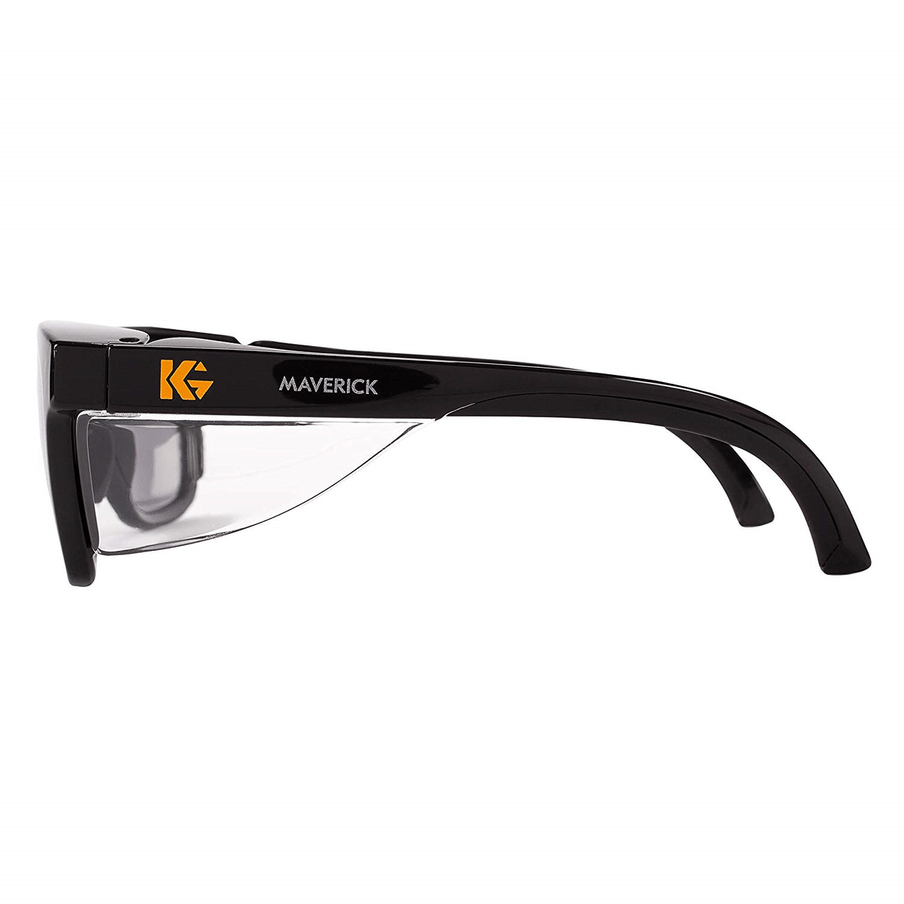 KleenGuard Maverick Safety Glasses with Black Frame and Gray Anti-Fog Lens Side View