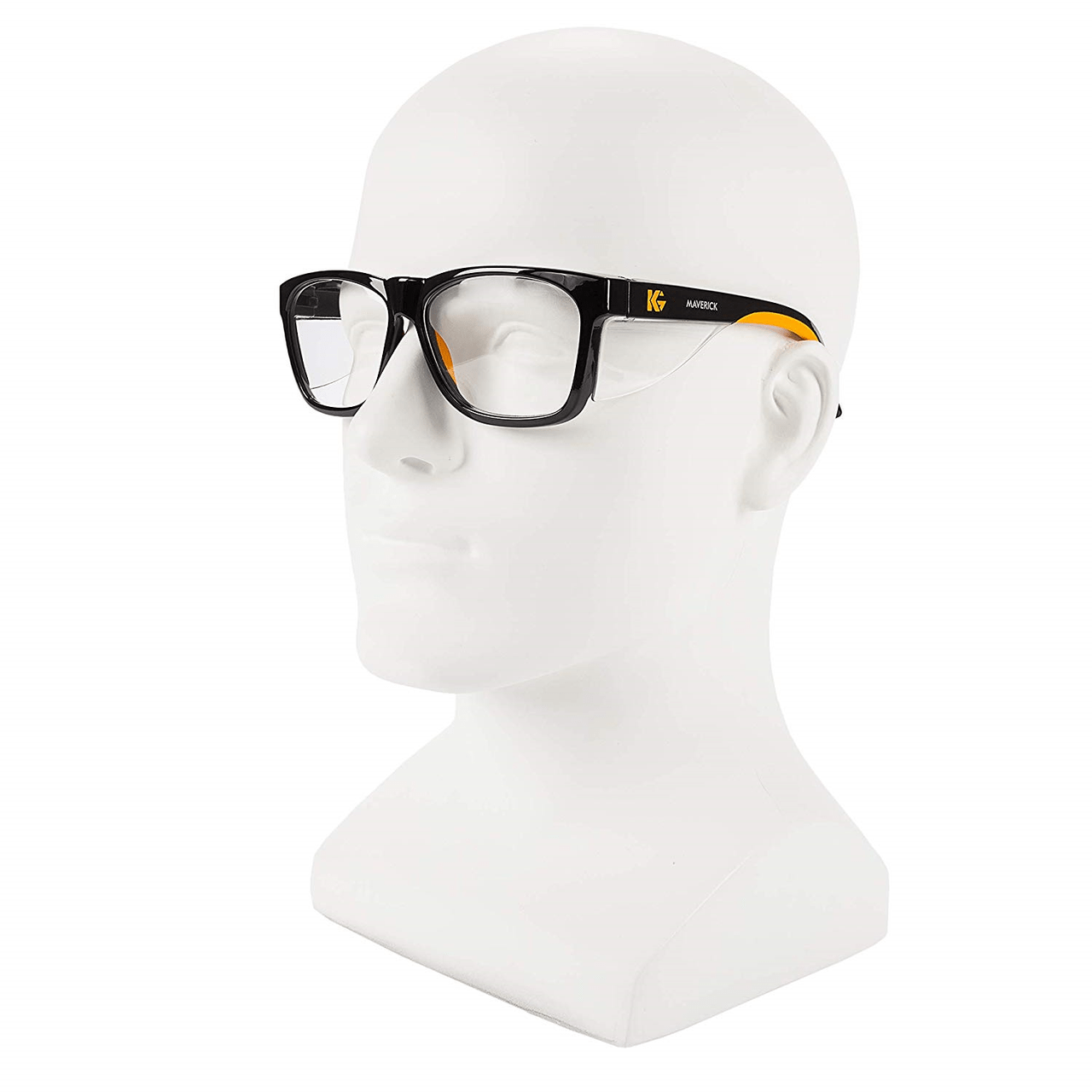 KleenGuard Maverick Safety Glasses Black/Orange Frame Clear Anti-Glare Lens Model 1