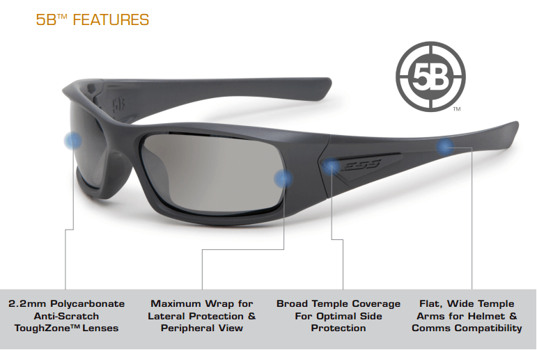 ESS 5B Ballistic Sunglasses Black Frame Copper Lenses EE9006-02 Specs