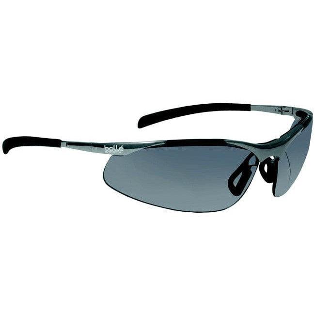 Bolle Contour Metal Safety Glasses with Silver Frame and Smoke Anti-Scratch and Anti-Fog Lenses