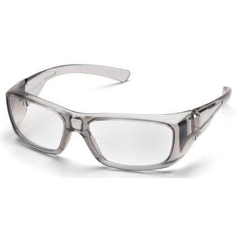 Pyramex Emerge Safety Glasses Translucent Gray Frame Clear Full Magnifying Lens