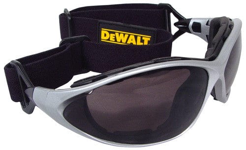 DEWALT Framework Interchangeable Safety Goggles with Smoke Lens DPG95-2D With Goggle Strap Installed