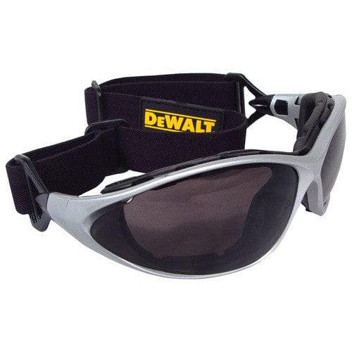 DEWALT Framework Interchangeable Safety Goggles with Smoke Lens DPG95-2D With Goggle Strap Installed