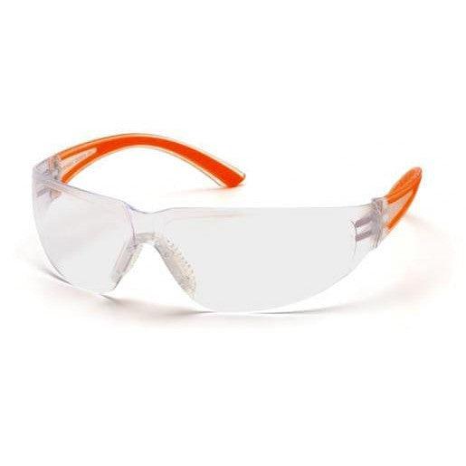 Pyramex Cortez Safety Glasses Orange Temples Clear Lens SO3610S