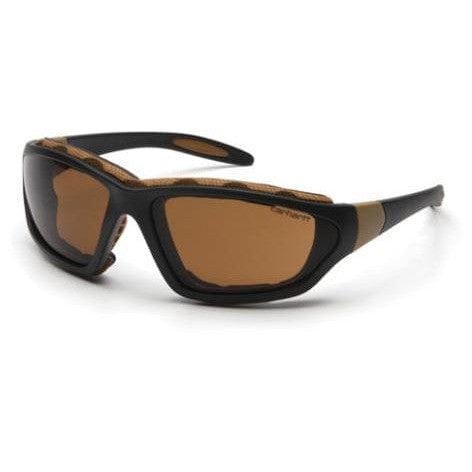Carhartt Carthage Safety Glasses/Goggles Black Frame Sandstone Bronze Anti-Fog Lens CHB418DTP