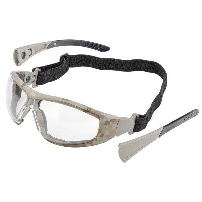 Elvex Go-Specs II Safety Glasses/Goggles with Desert Camo Frame, Foam Seal and Clear Anti-Fog Lens GG-45CAF-CAMO