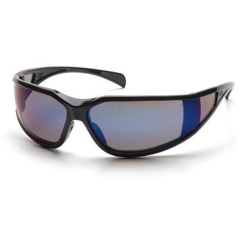 Pyramex Exeter Safety Glasses with Black Frame and Blue Mirror Anti-Fog Lens SB5175DT