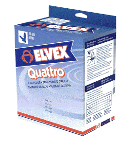 Elvex Quattro Uncorded Earplugs NRR-25 Box of 100 Pair