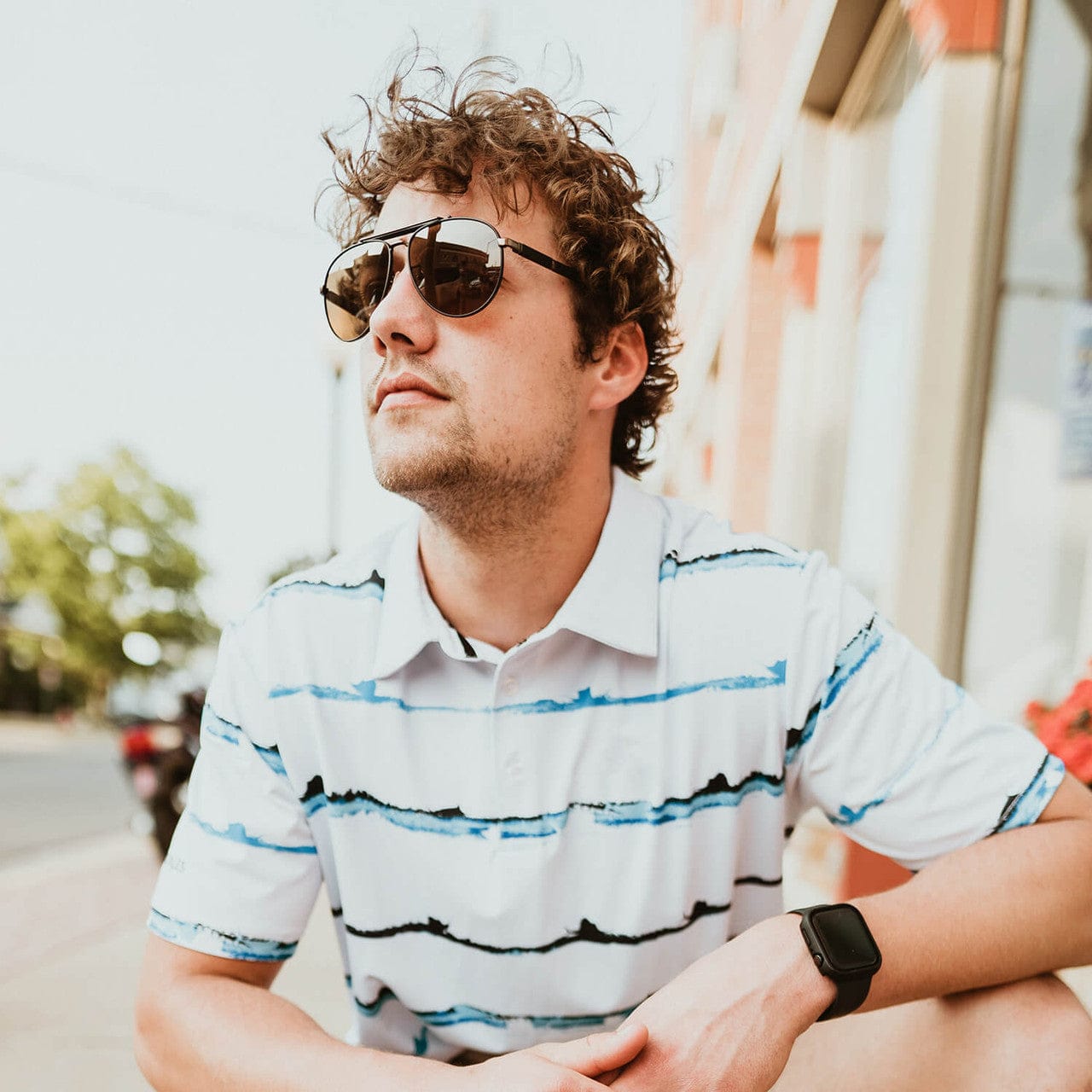 Model Wearing Solect Walker Aviator Polarized Sunglasses 1