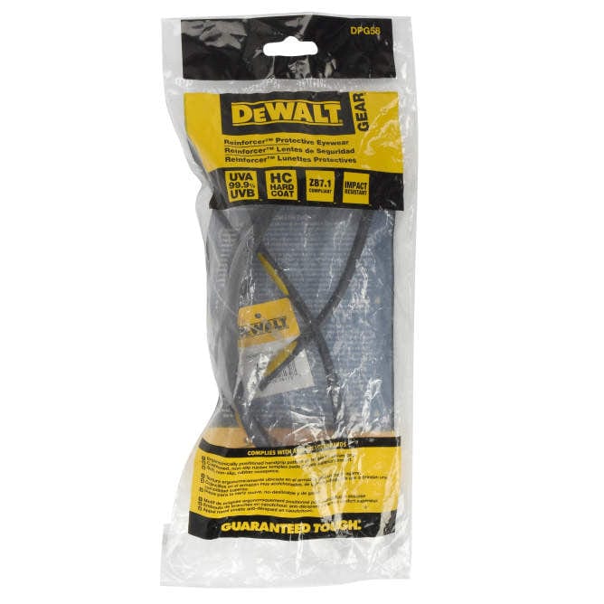 DEWALT Reinforcer Safety Glasses with Smoke Lens DPG58-2D Packaging