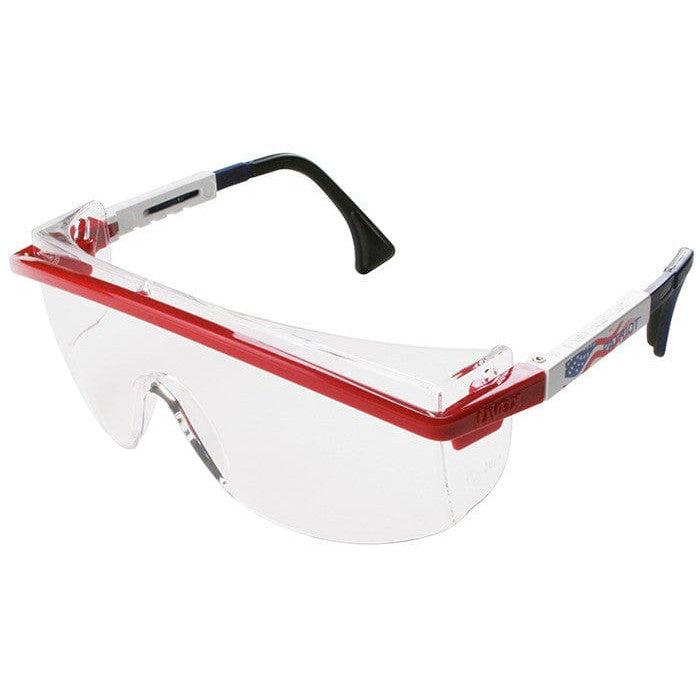 Uvex Astrospec 3000 Safety Glasses Patriot RWB Frame/Duoflex Temples Clear XTR Anti-Fog Lens S1169C