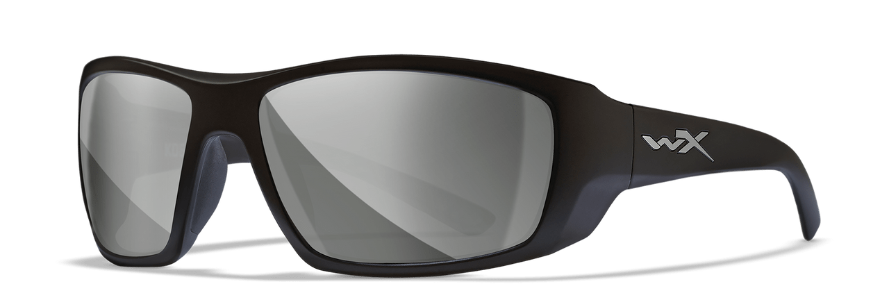 Wiley X Kobe Sunglasses with Matte Black Frame and Silver Flash Lens ACKOB02