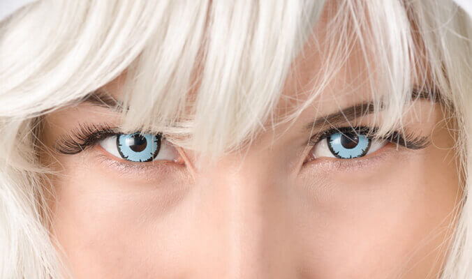 Woman wearing decorative contact lenses