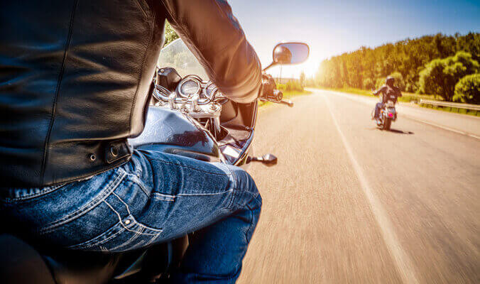 Motorcycle rider enjoying a ride in the country