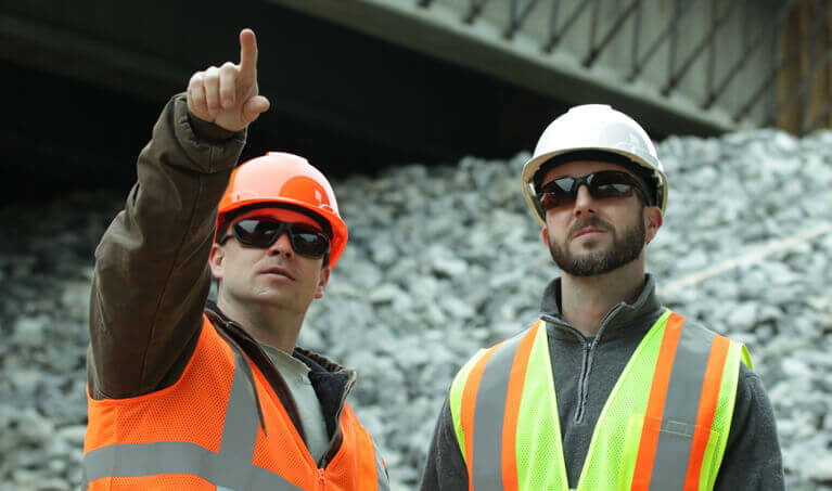 Construction workers wearing PPE