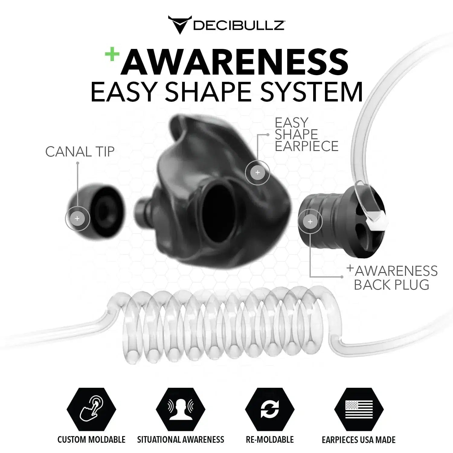 Decibullz +Awareness Custom Molded Two-Way Surveillance Acoustic Tube Headset (Motorola)-RDO-HS-TW-RTL-AWA-BNDL-Safety Glasses USA-4