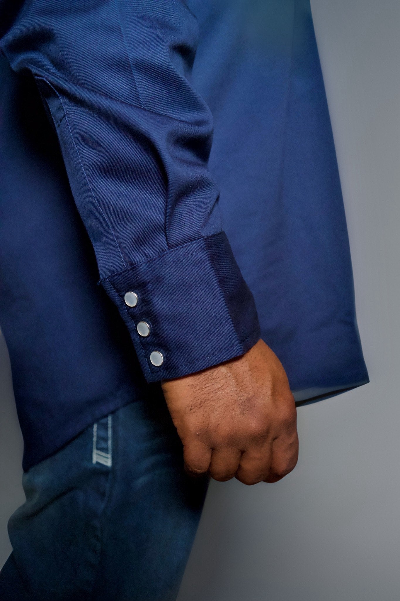 Static FR Flame-Resistant Shirt Western Style Pearl snap - Navy-Safety Glasses USA-3