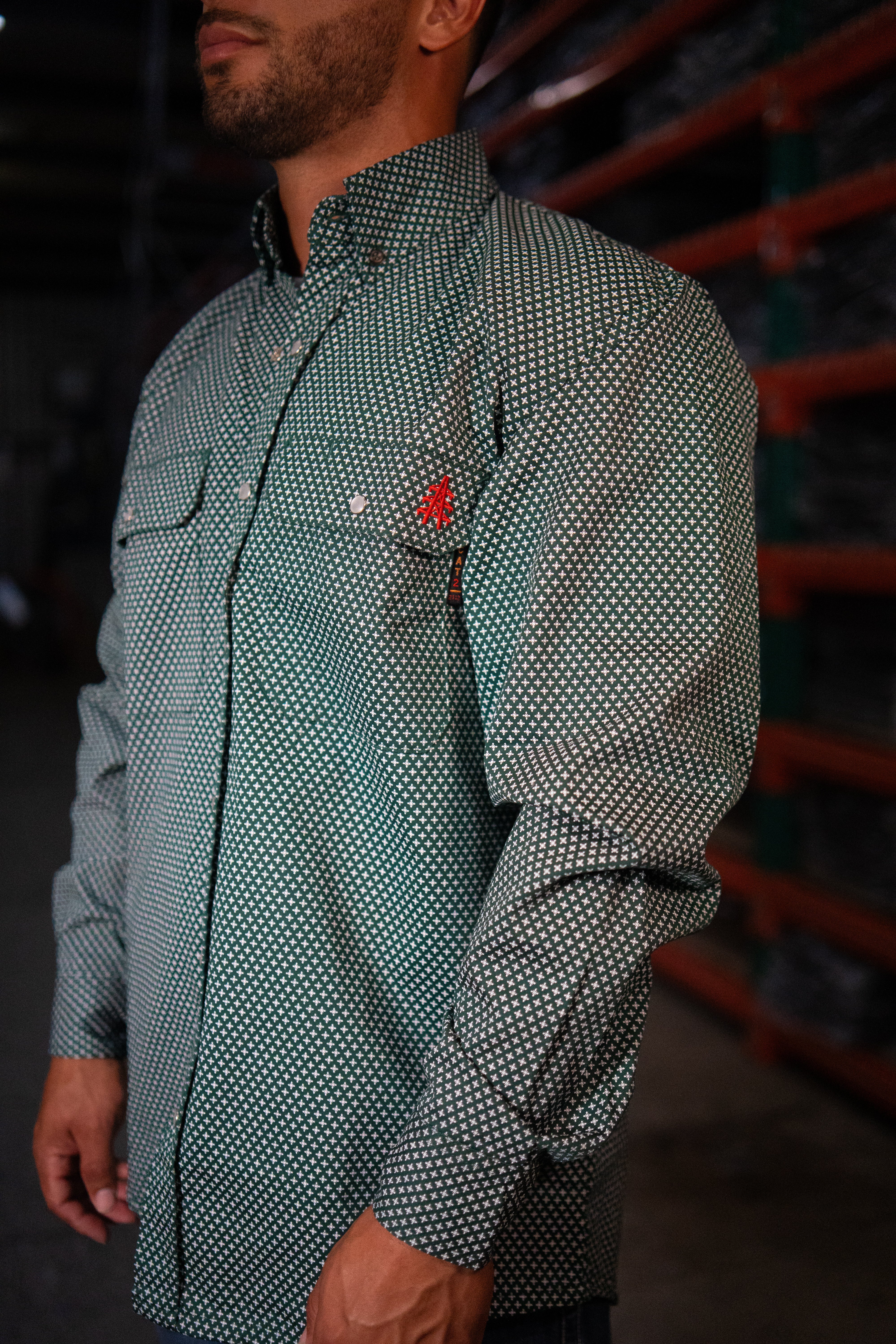 Static FR Flame-Resistant Pearl Snap Work Shirt - Gunner Green
