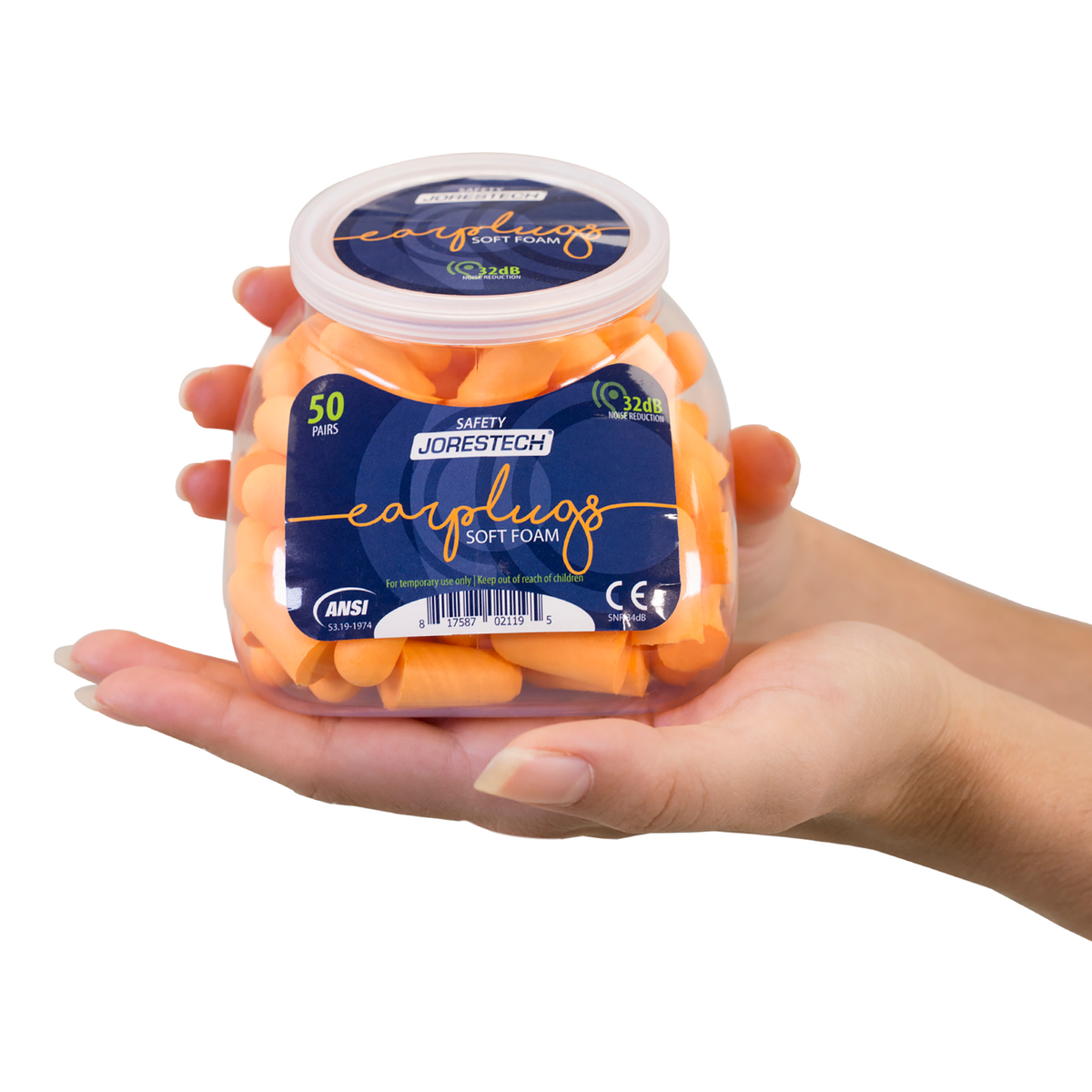 Jorestech 32db NRR Soft Foam Earplugs - 50 Pairs