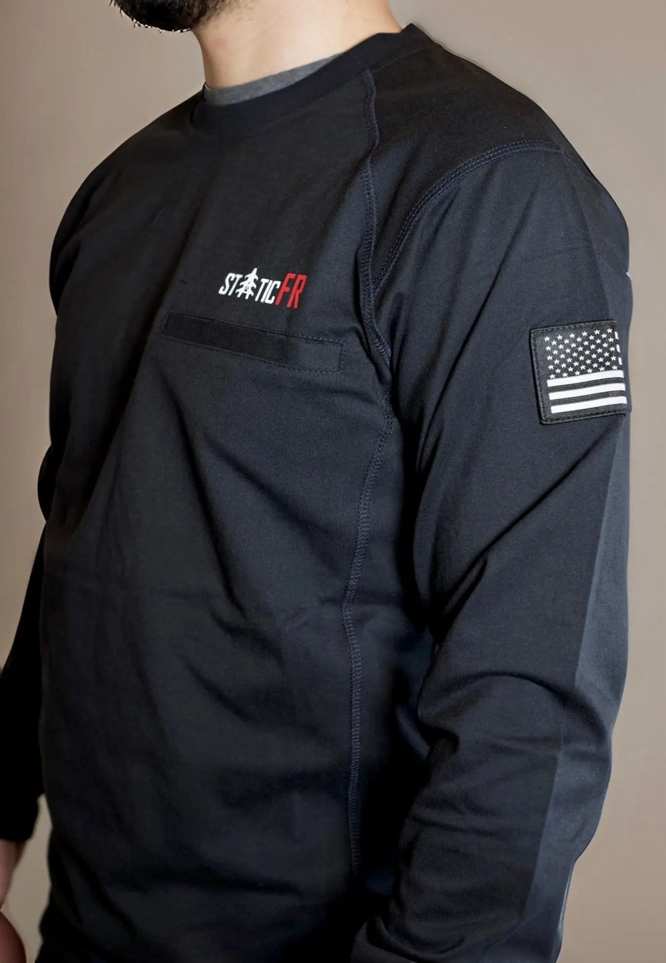 Static FR Flame-Resistant Crew Neck - Black-Safety Glasses USA-2