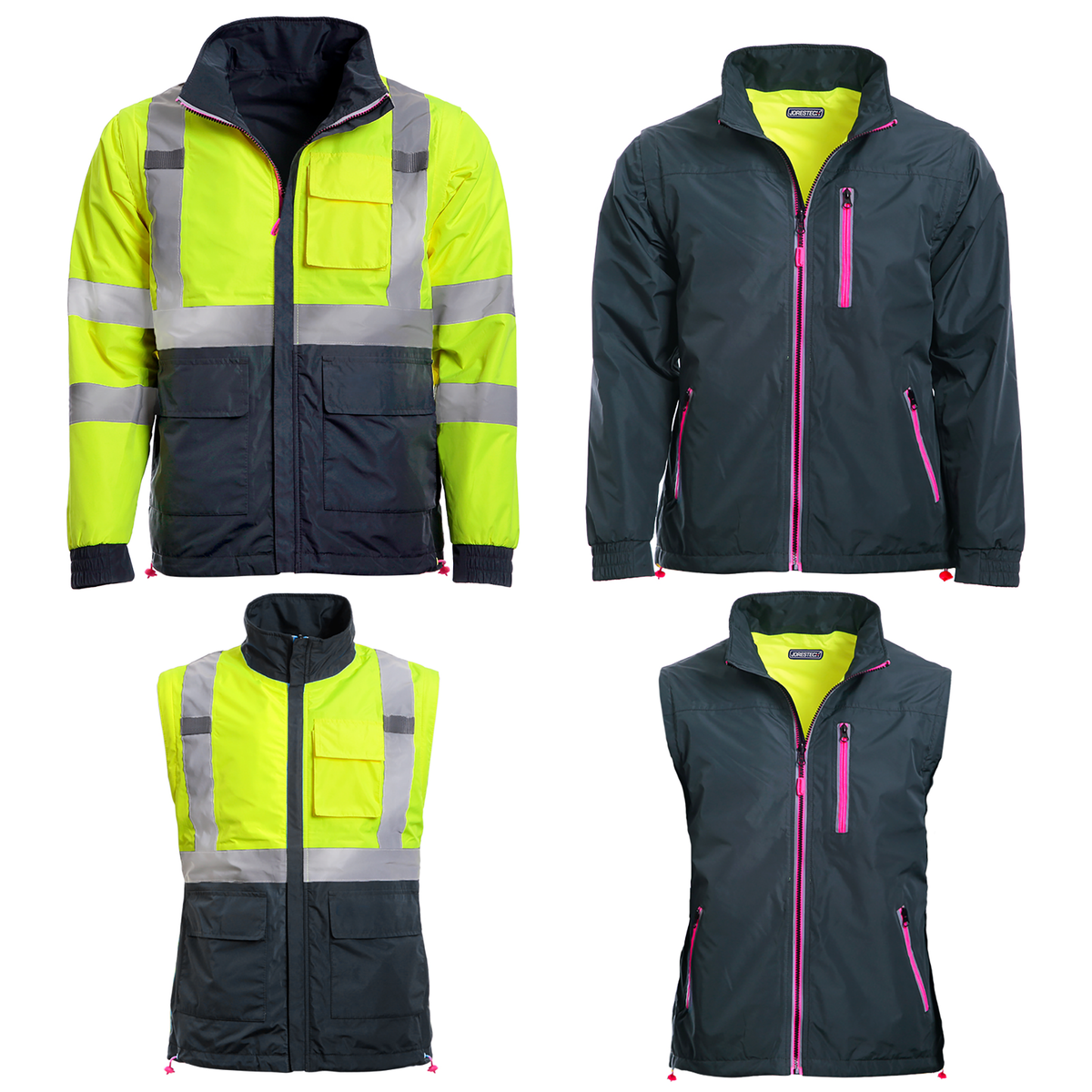 Jorestech 4-in-1 Hi-Vis Reversible Women's Safety Jacket with Removable Sleeves