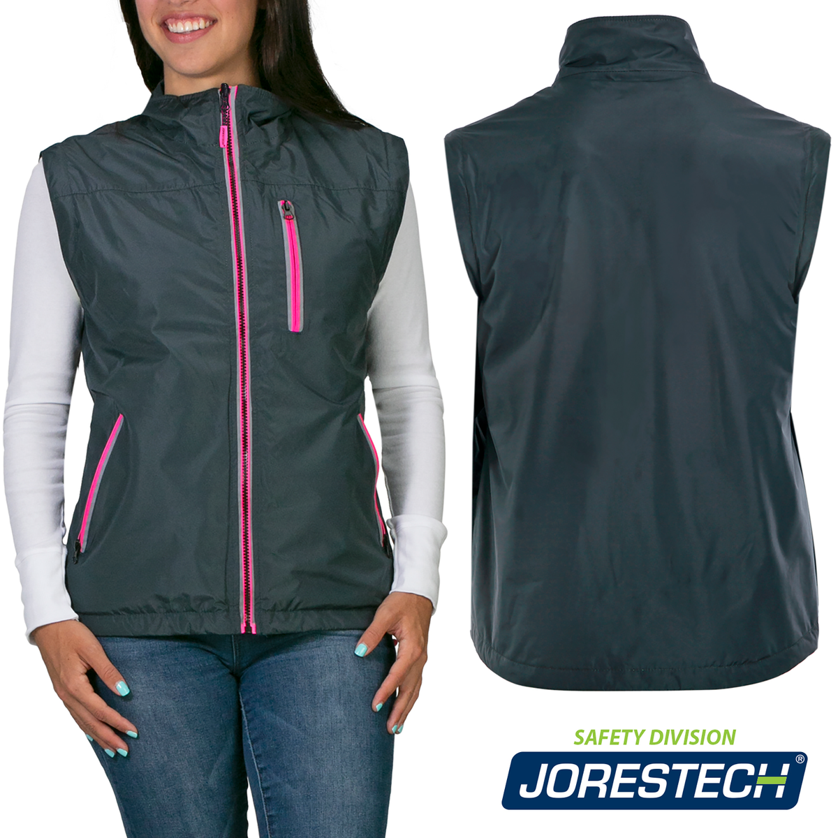 Jorestech Women's 4-in-1 Hi-Vis Reversible Safety Jacket with Removable Sleeves