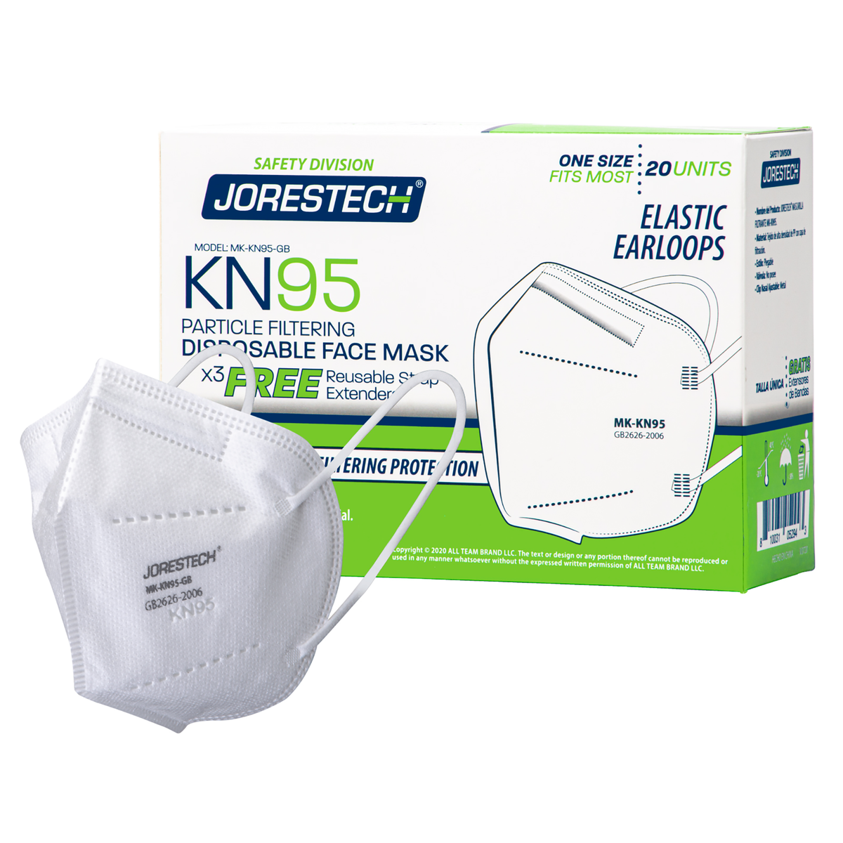 Jorestech 4-Layer KN95 Protective Disposable Face Masks – Pack of 20