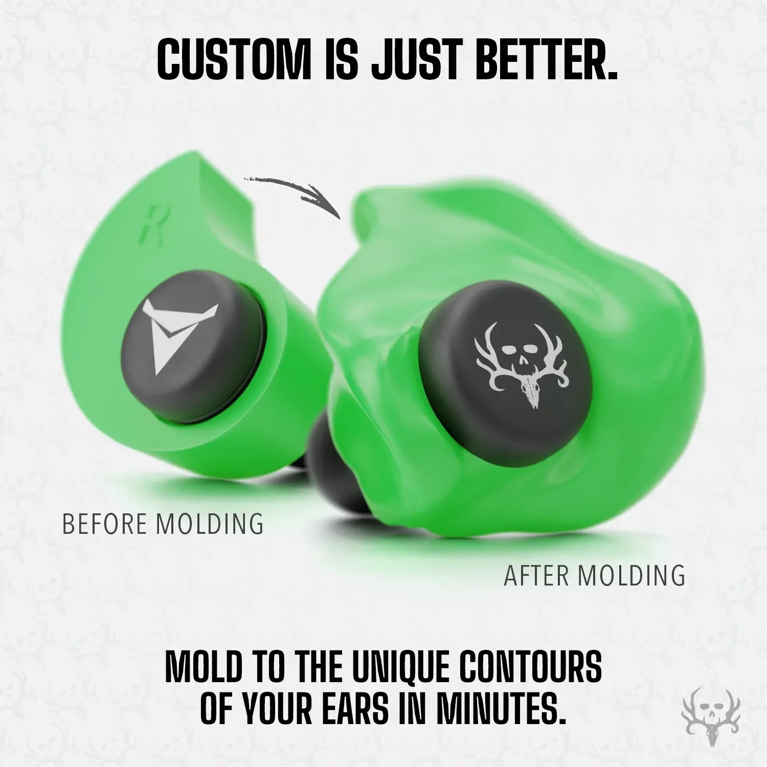 Decibullz PRO Custom Molded Earplugs 31dB NRR Bone Collector Edition