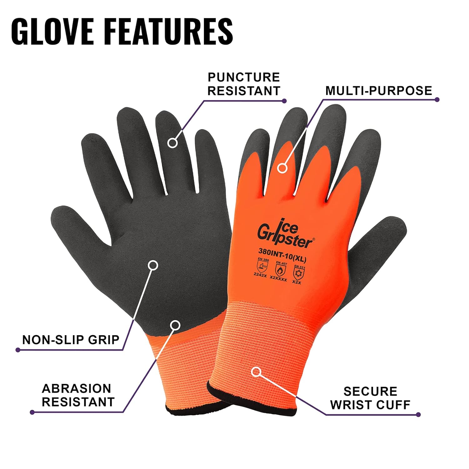 Global Glove 380INT Ice Gripster High-Visibility Water-Resistant Gloves-Safety Glasses USA-4
