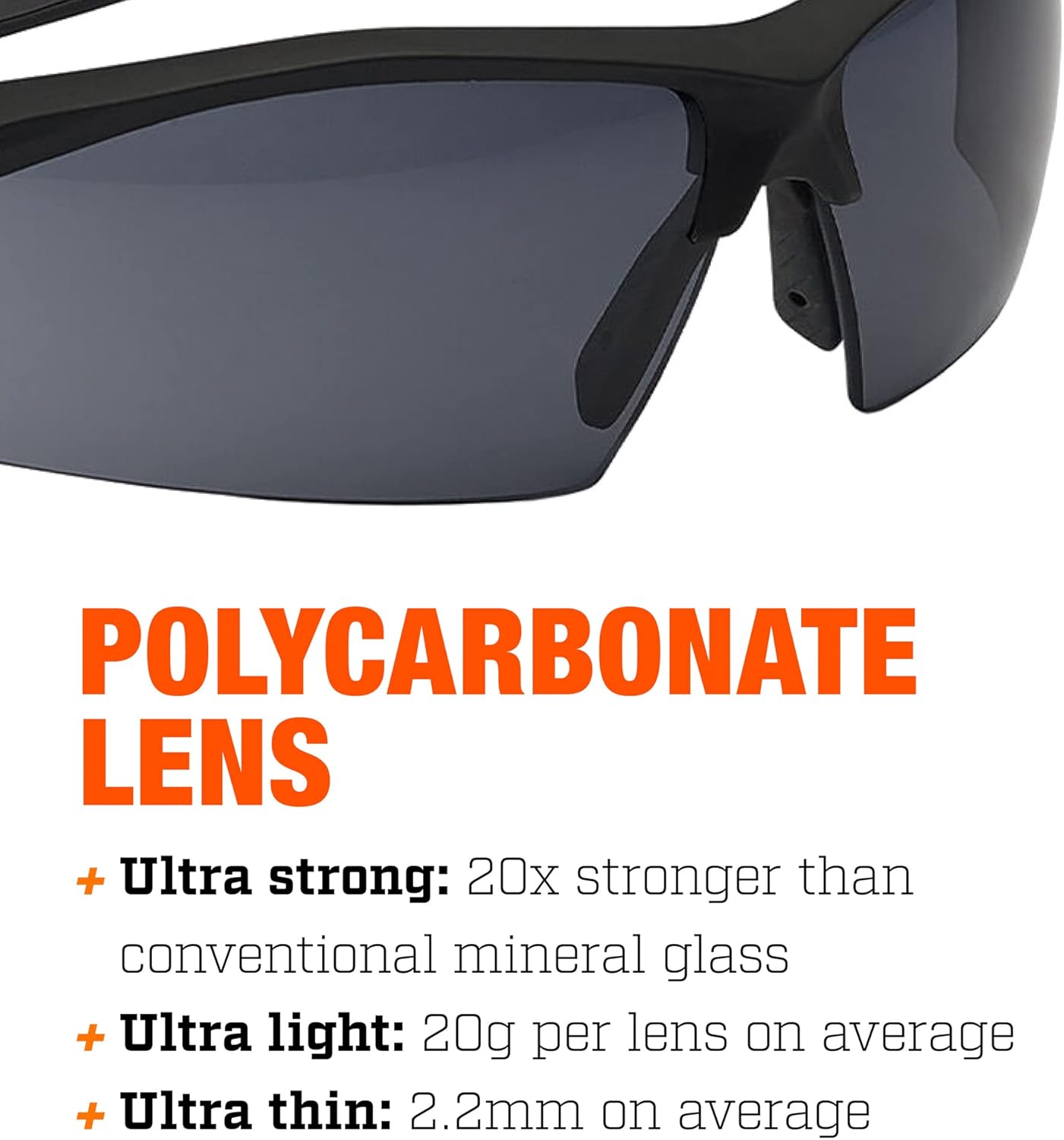 Bolle Sentinel Tactical Safety Glasses with Smoke Anti-Fog Lenses Polycarbonate Lenses Information