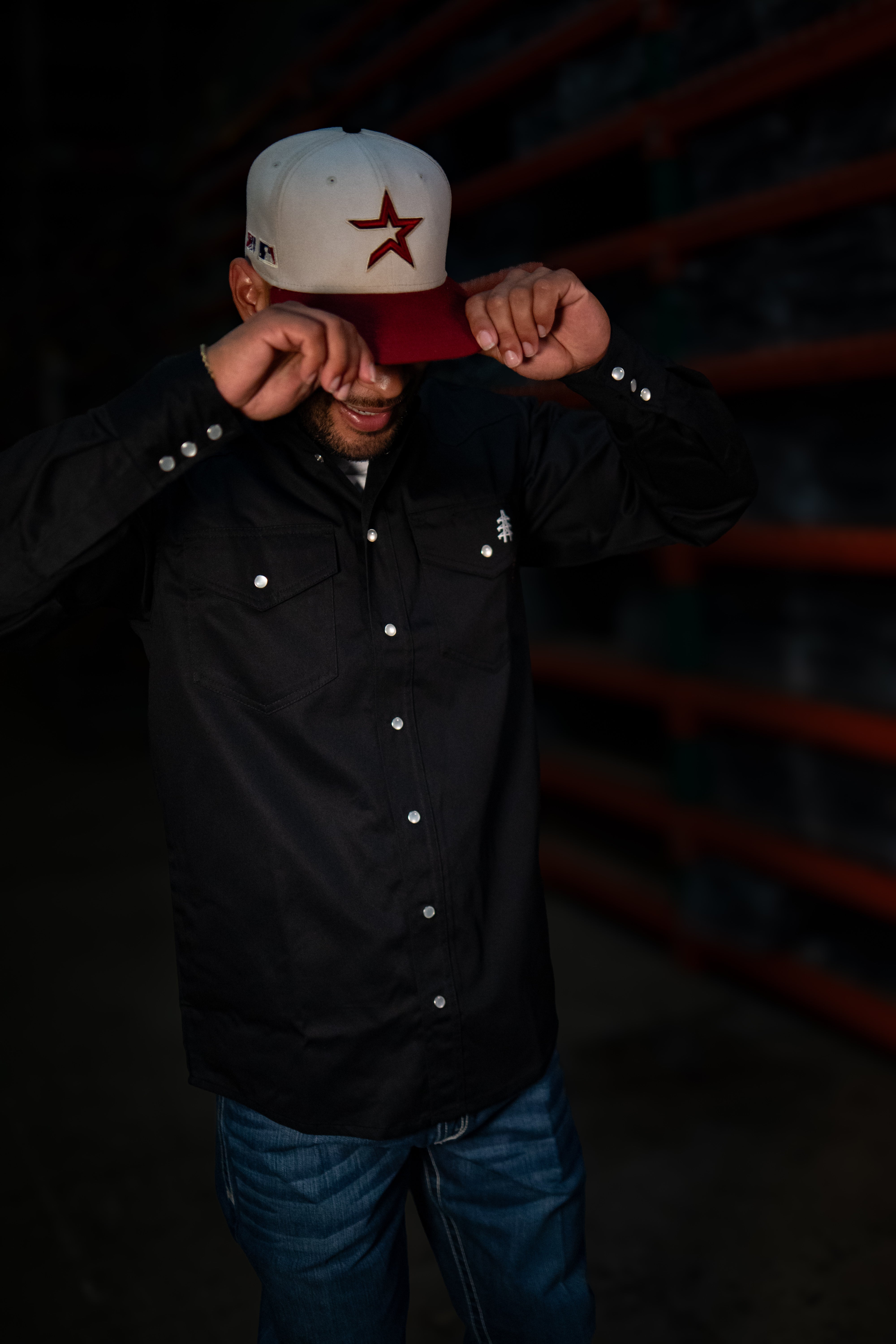 Static FR Flame-Resistant Western Style Pearl Snap Work Shirt - Black