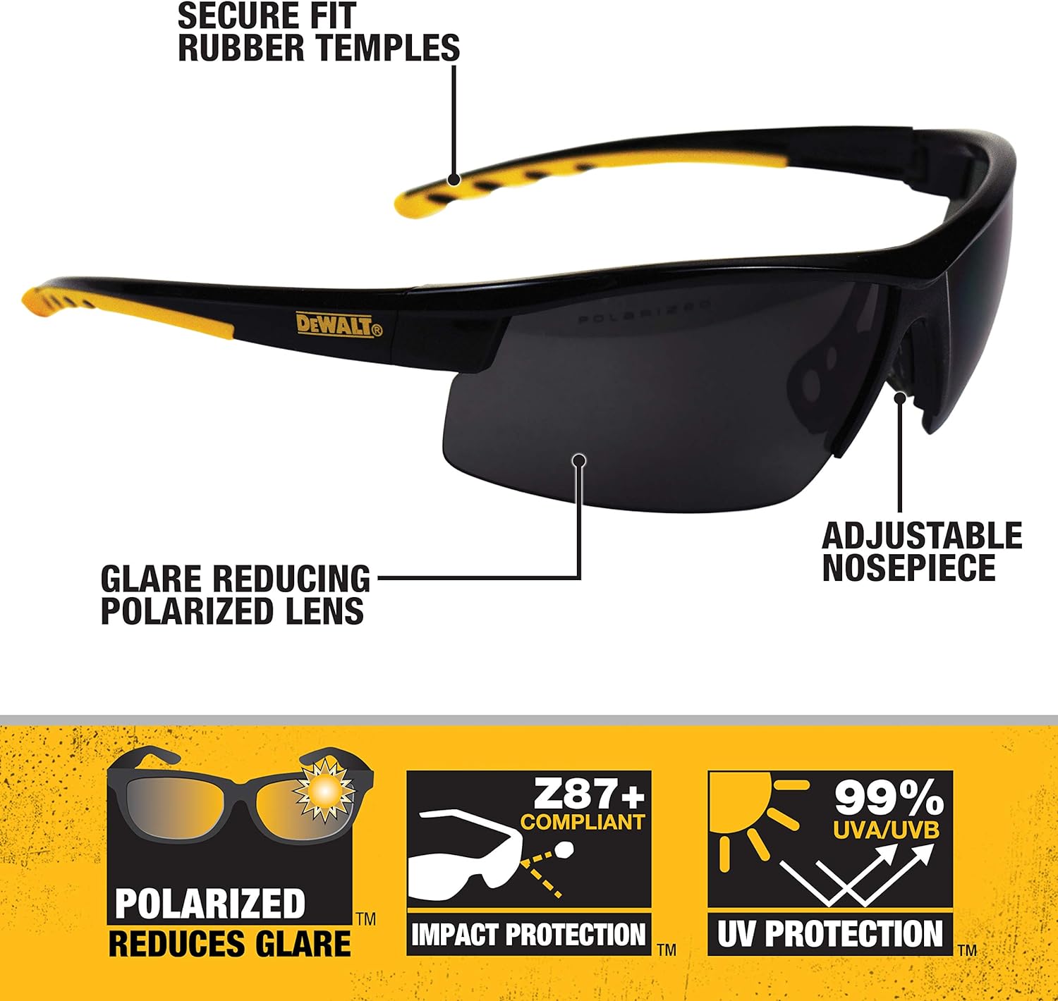 Dewalt HDP DPG99 Polarized Safety Glasses Key Features