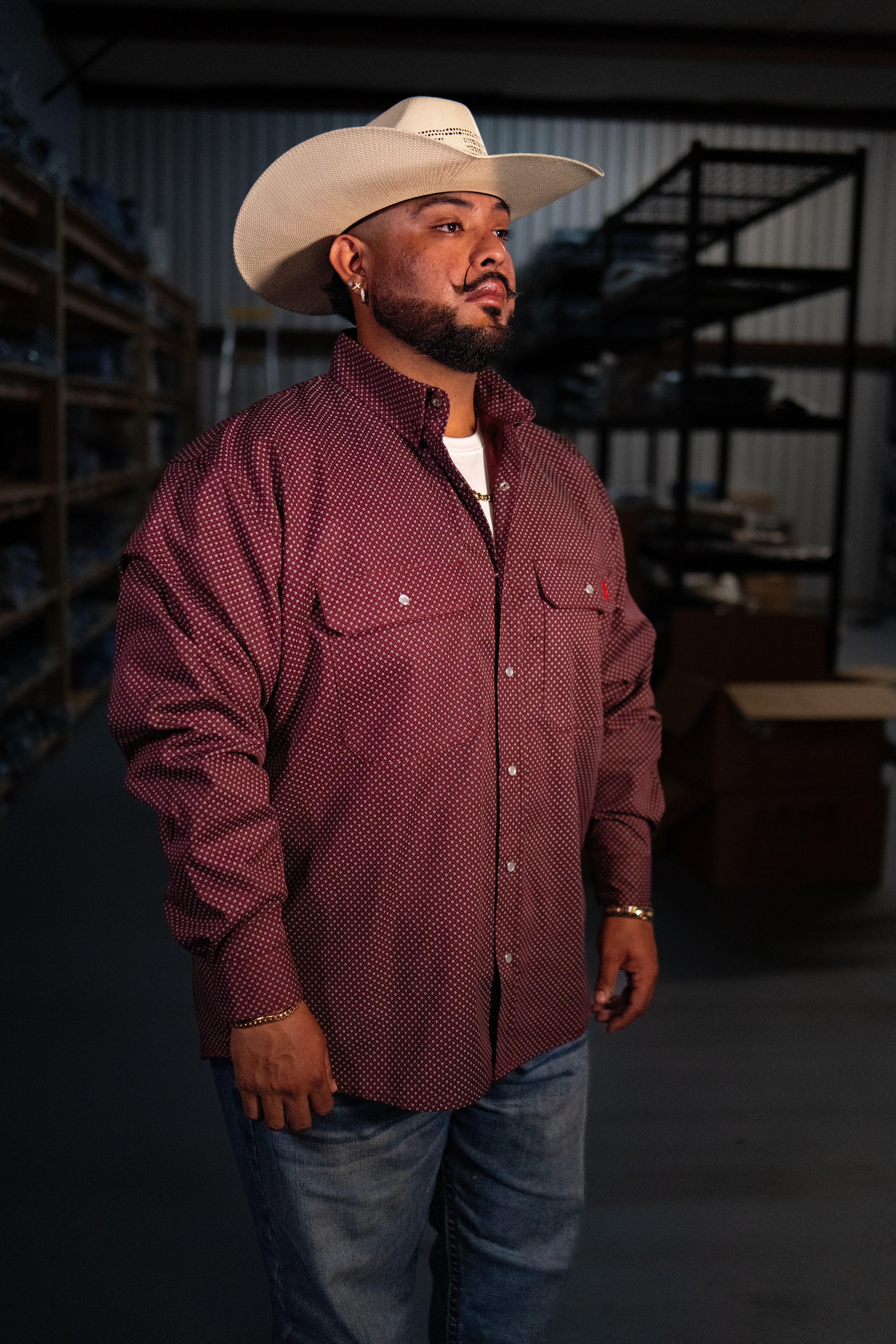 Static FR Flame-Resistant Pearl Snap Work Shirt - Rustline - With U.S Flag