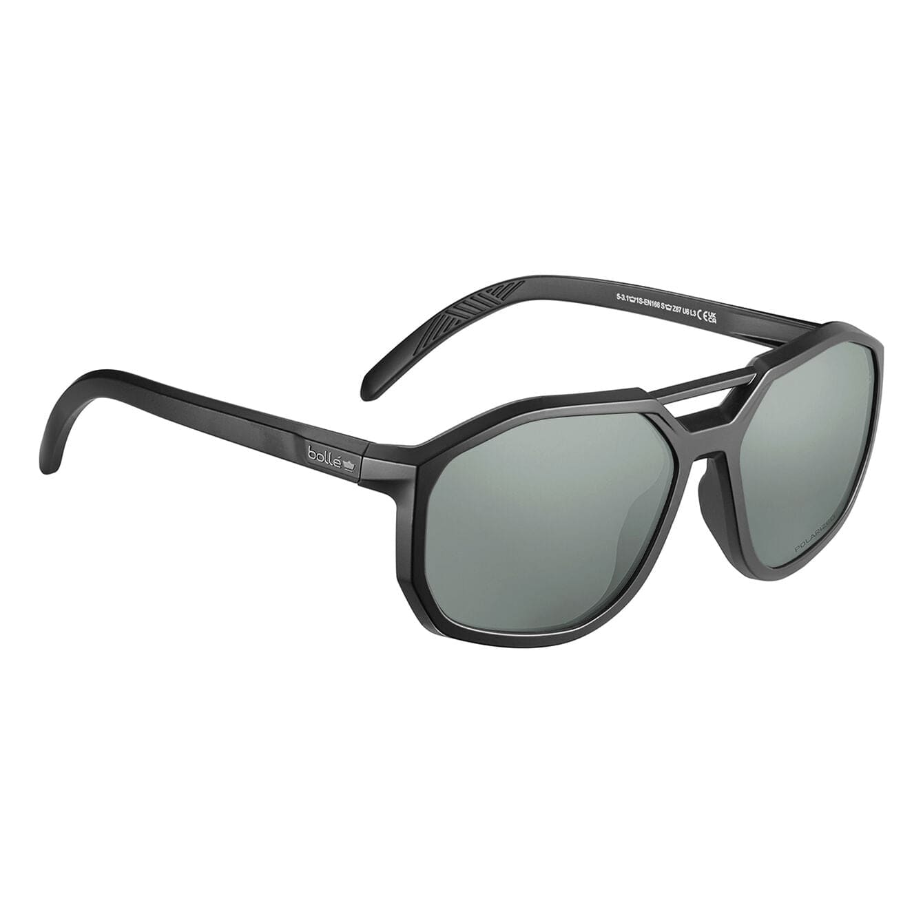 Bolle Altus Safety Glasses Black with Polarized Smoke Lenses