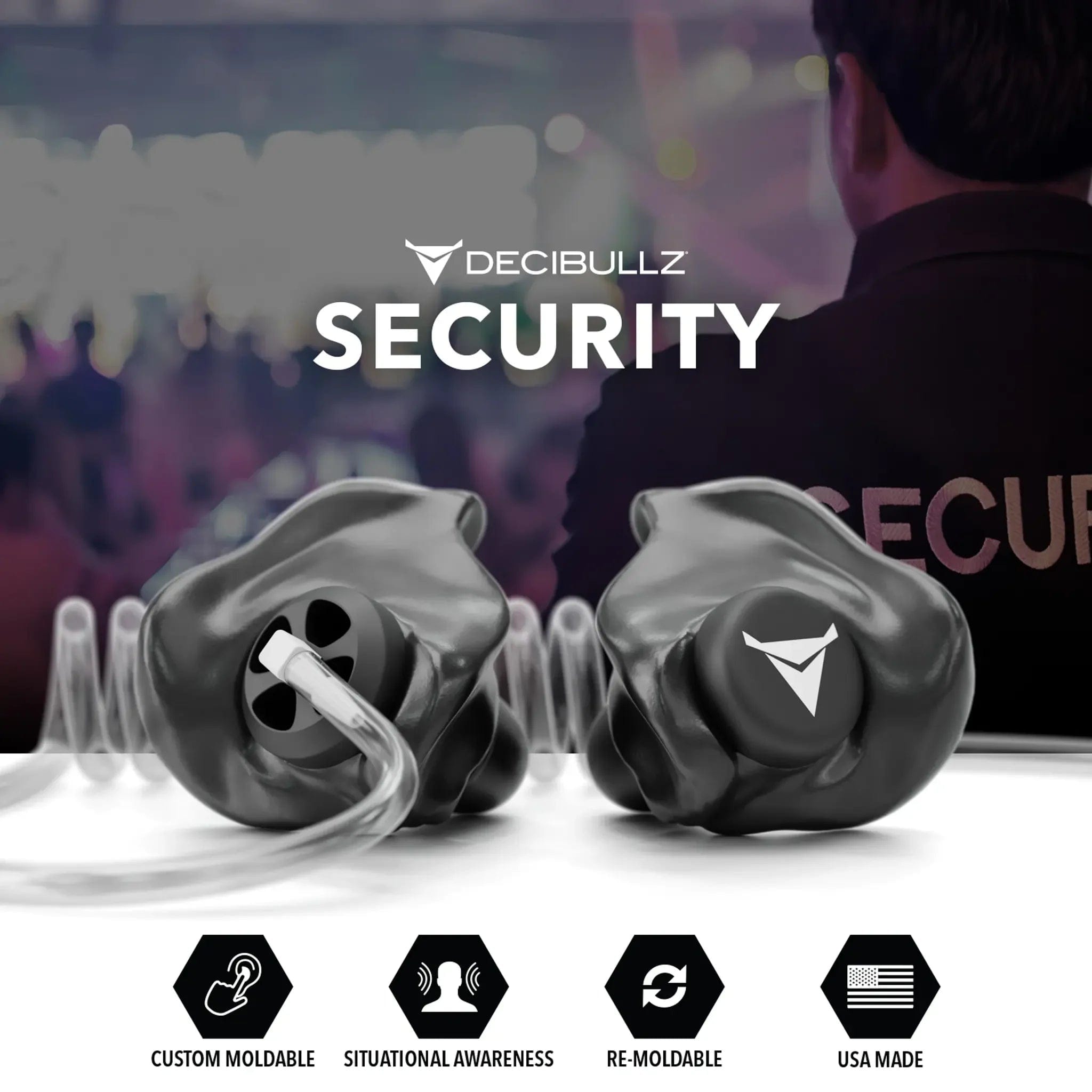 Decibullz Custom Moldable Surveillance Radio Headset Earpieces with Awareness