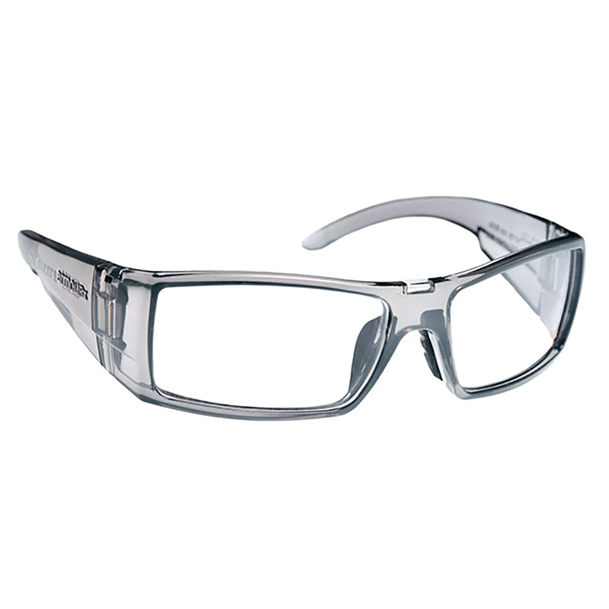 Gray ArmouRx 6009 full-rim plastic wraparound prescription safety glasses, 60-16-125 mm.