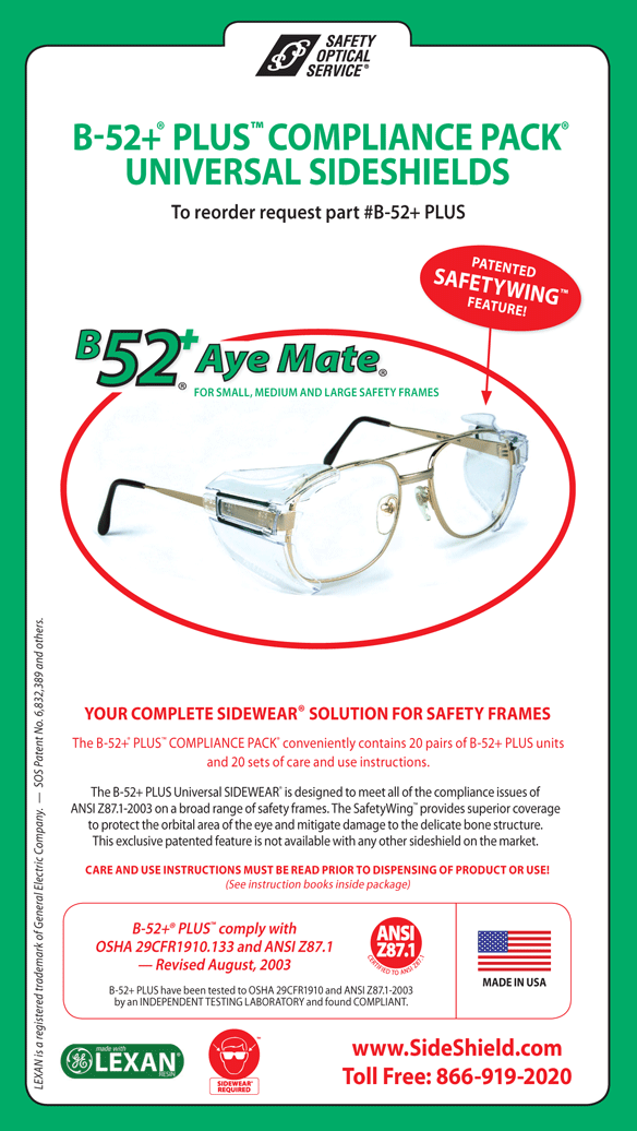 Safety Optical B-52 Aye Mate Universal Sideshield Large (One Pair)