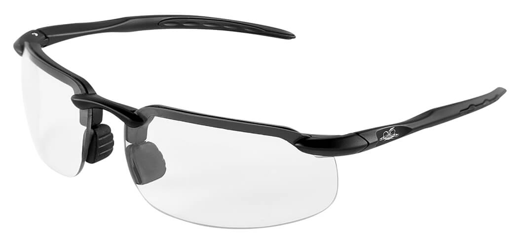 Bullhead Swordfish Safety Glasses with Crystal Black Frame and Clear Anti-fog Lens