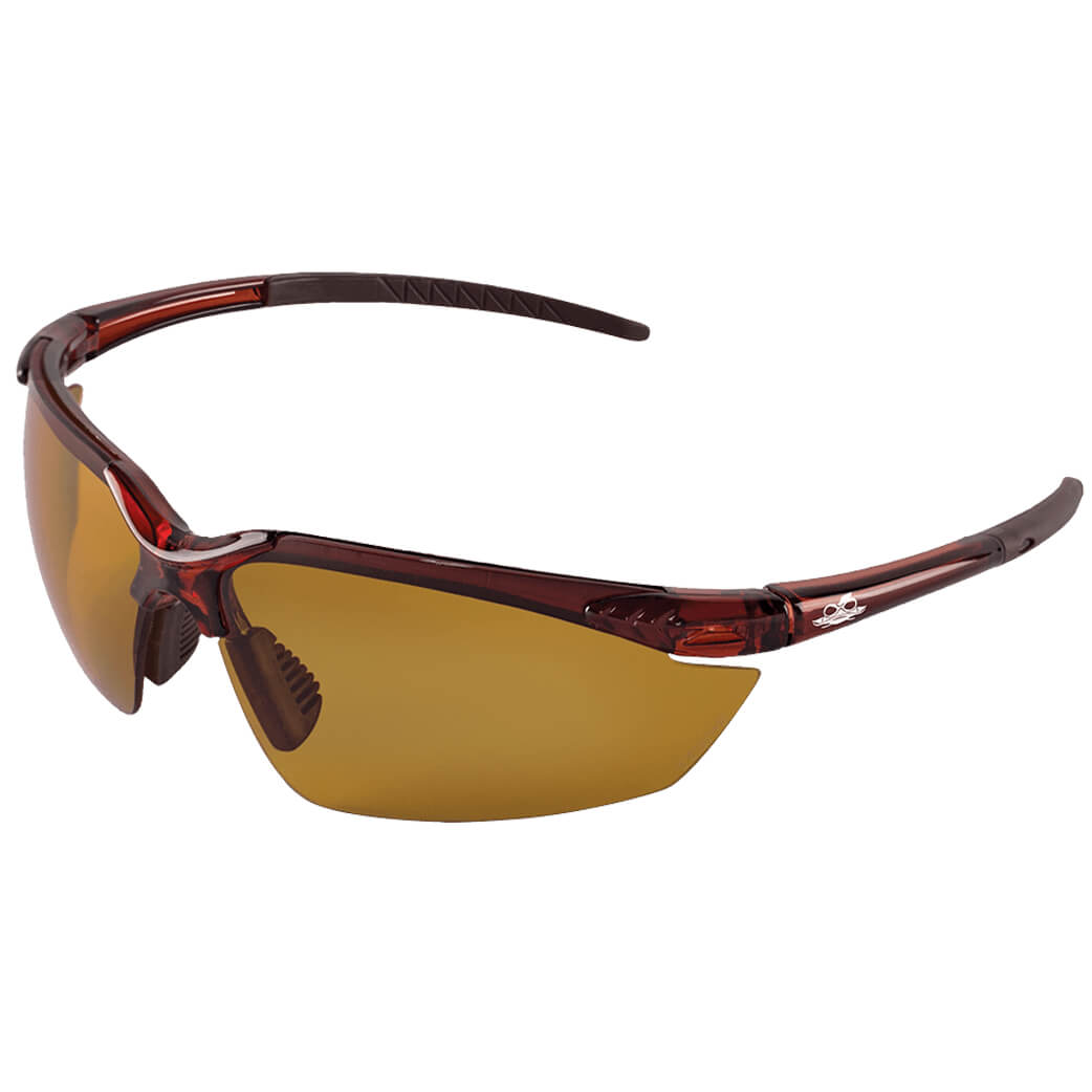 Bullhead Mojarra Safety Glasses with Crystal Brown Frame and Polarized Precision Brown Lens-Safety Glasses USA-1