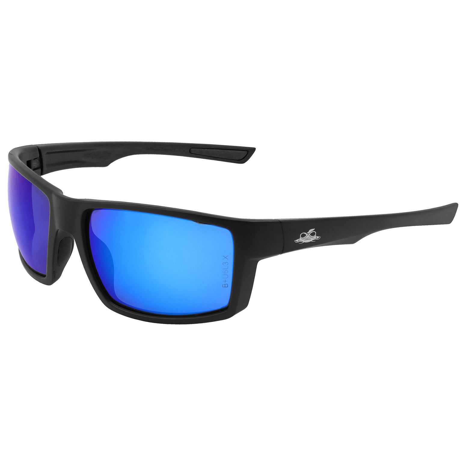 Bullhead Safety BH2669PFT Sawfish Safety Glasses - Matte Black Frame - Blue Mirror Anti-Fog Lens