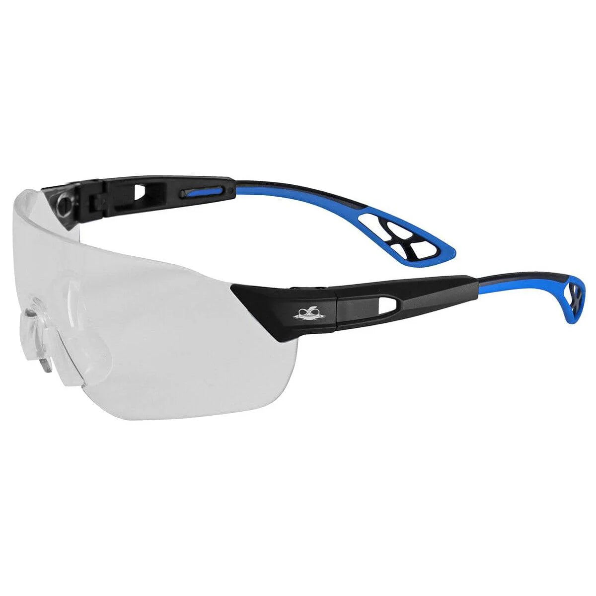 Bullhead Maki Safety Glasses, Blue Polarized Mirror Lenses, Silver Frame, BH14209