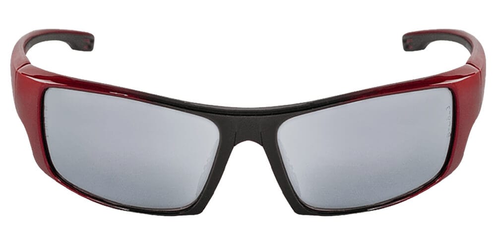 Bullhead Dorado Safety Glasses with Red/Black Frame and Silver Mirror Lens