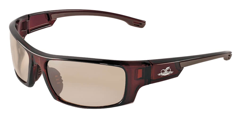 Bullhead Dorado Safety Glasses with Crystal Brown Frame and Indoor/Outdoor Copper Lens